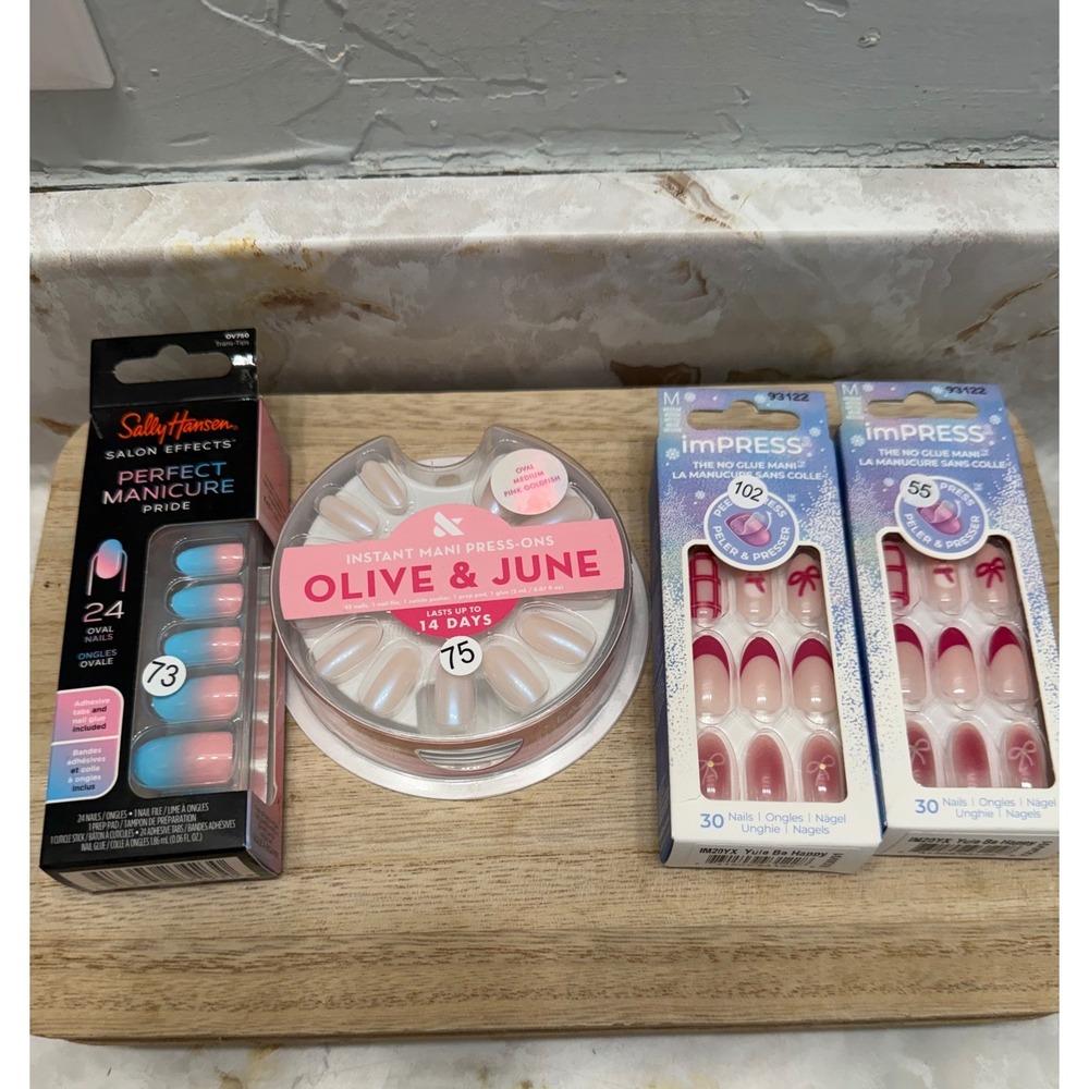Press On Nail Bundle Olive & June‎ Sally Hansen imPRESS 4 Sets Pink Ombre